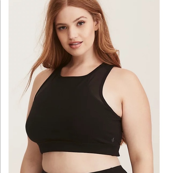 Torrid Black Mesh Inset Back High Neck Sports Bra - Picture 2 of 11